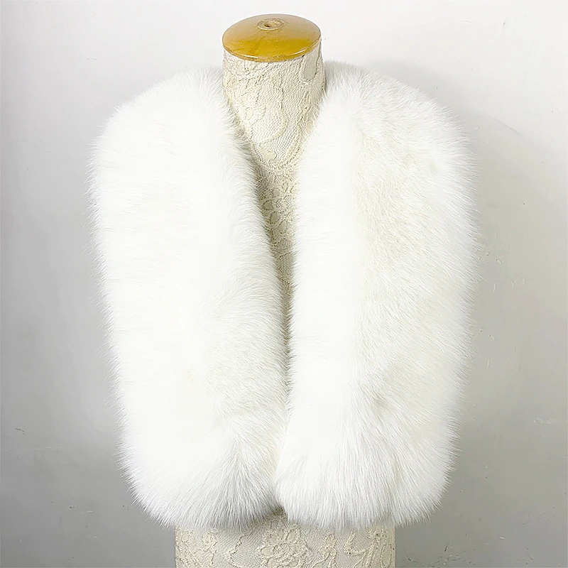TOPFUR New Fashion Winter Female Scarf Real Fur Scarf For Women Natural Fox Fur White Fur Solid Long Luxury Scarfs Women - Цвет: FW001