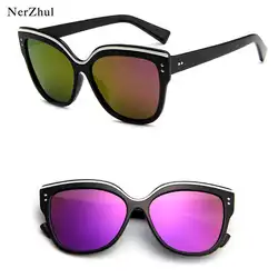 Пикантные черные сапоги кошачий глаз Для женщин солнцезащитные очки оттенки Uv400 Ретро фиолетовый серебристые женские зеркальные очки