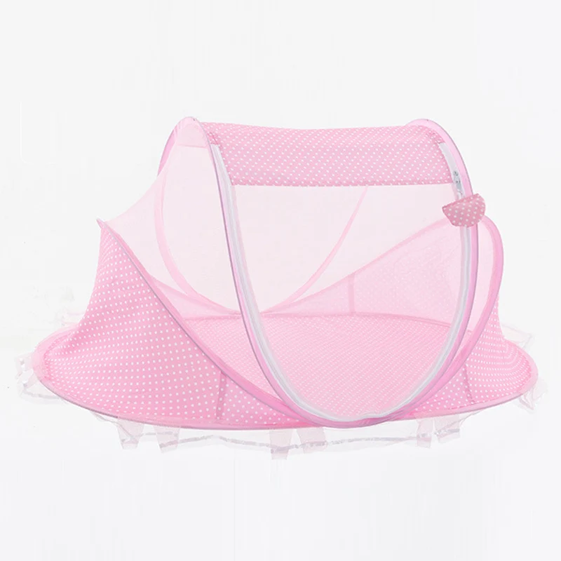 Детская Колыбелька, Складная сетка для малышей, детская музыкальная москитная сетка, Матрас Подушка, костюм из трех предметов для детей 0-3 лет - Цвет: Nets Pillow Pad Pink