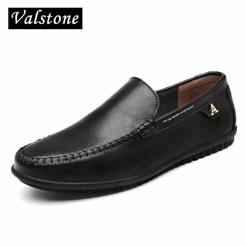 

Valstone Men's Real Leather shoes 2018 Spirng Quality Slip on loafers hot sale vintage white Mocassins daily shoes plus sizes 47