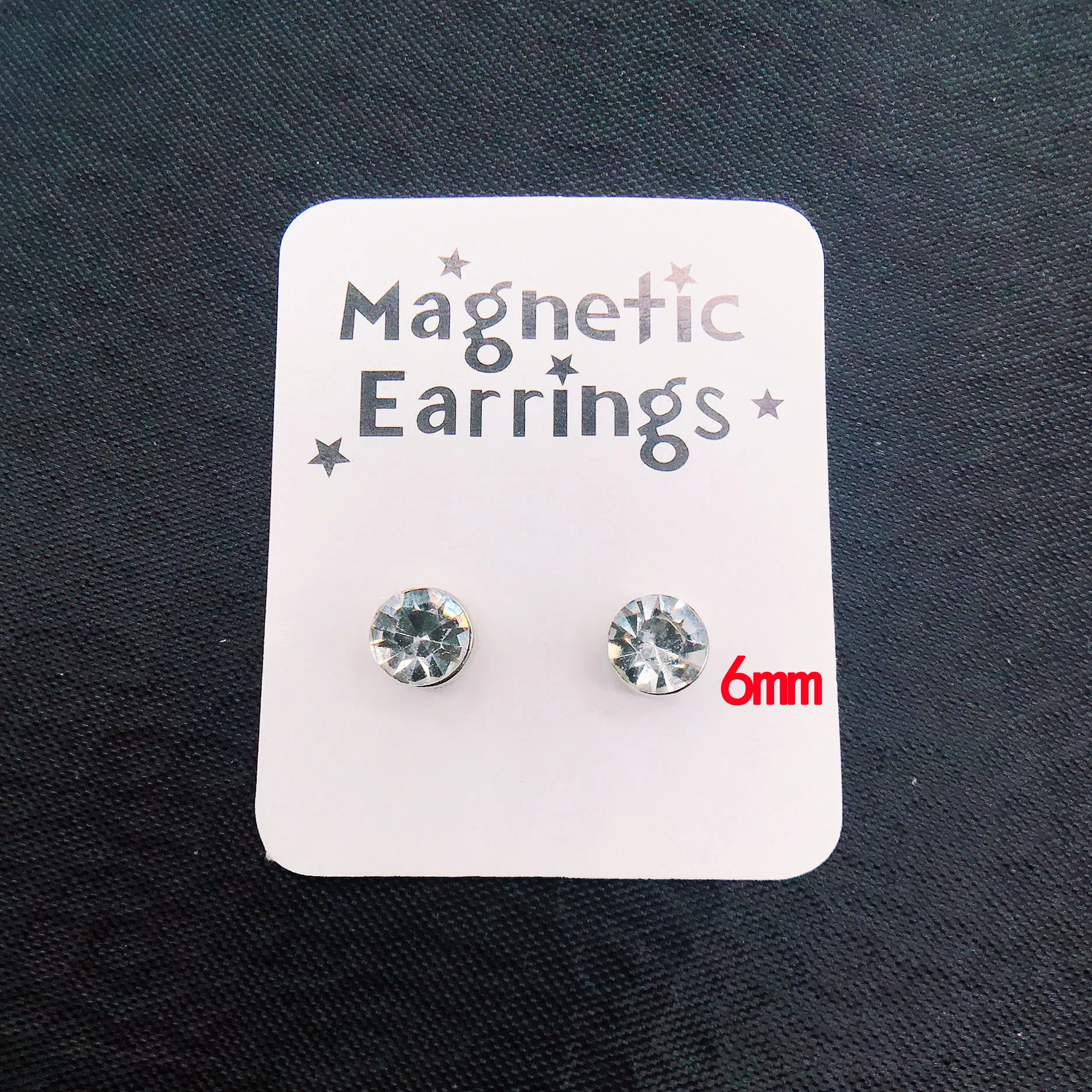 1 пара, магнитные серьги-гвоздики из нержавеющей стали в стиле панк, 6 мм, круглые, цветные, с кристаллами, сильный магнит, забота о здоровье, без отверстий, серьги для пирсинга