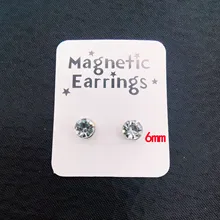 1 пара, магнитные серьги-гвоздики из нержавеющей стали в стиле панк, 6 мм, круглые, цветные, с кристаллами, сильный магнит, забота о здоровье, без отверстий, серьги для пирсинга