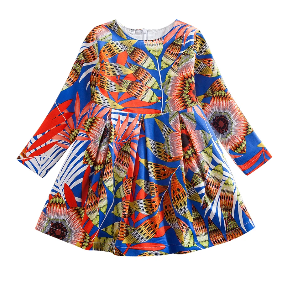 IYEAL Kids Girl Printing Dress Spring Fashion Cotton Elegant Vestidos for Children Baby Good Quality Casual Russia Style Dresses