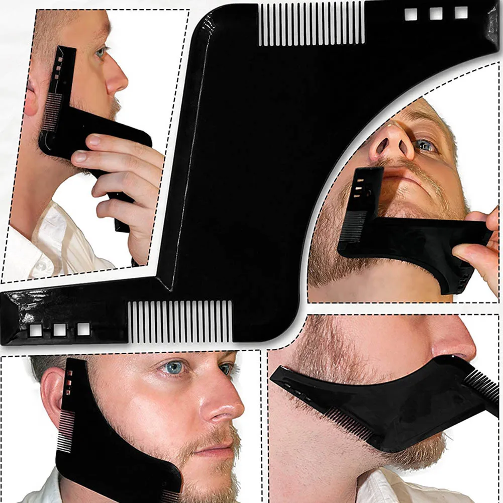 Двухсторонний шаблон для формирования бороды, расческа для бороды, мужские инструменты для бритья, АБС-пластик, расческа для волос, бороды, шаблонные гребни