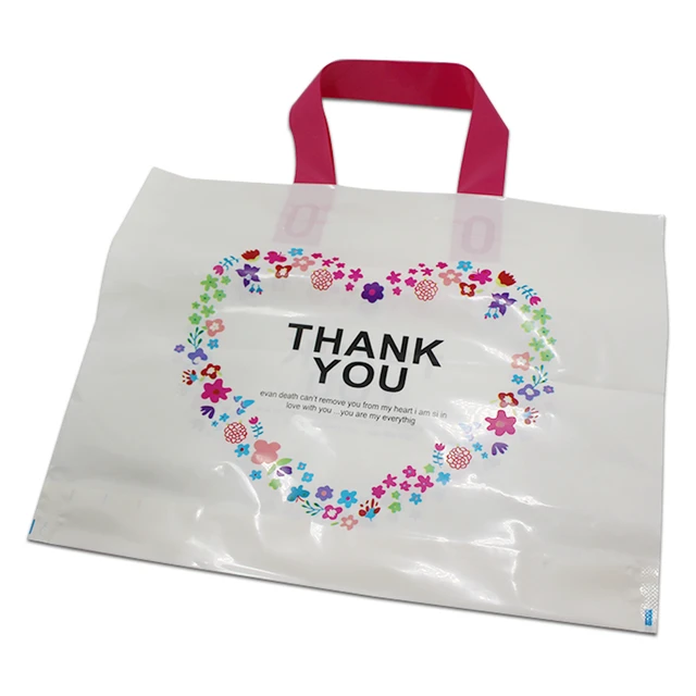 Dhl 200pcs White Plastic Ping Bag With Handle Carrier Thank You Dhl 200pcs White Plastic Ping Bag With Handle Carrier Thank You Heart Flowe Print Boutique Packaging