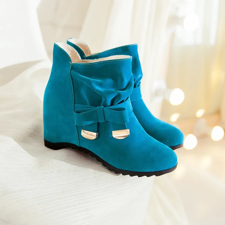 Большой размер 34-43, новые женские ботинки с круглым носком и пряжкой, пикантные ботильоны модная теплая Повседневная обувь на каблуке, зима, весна, осень X-4 - Цвет: Синий