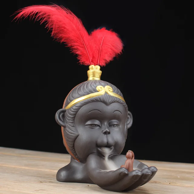 Sun Wukong Backflow Incense Burner Home Decor Ceramic Monkey King