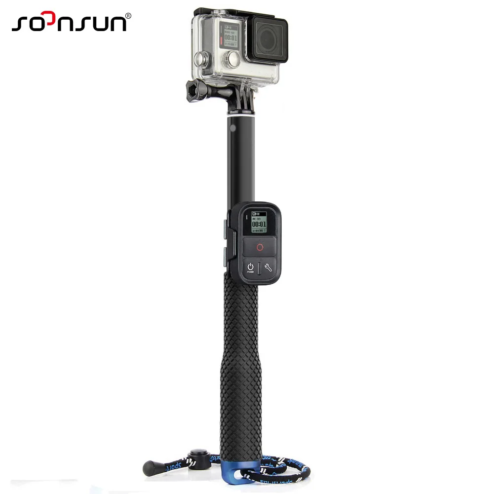 SOONSUN 37 ''для GoPro выдвижной ручной POV Pole Телескопический штатив монопод+ Wifi Пульт дистанционного управления держатель зажим для GoPro Hero 8 7 6 5 4