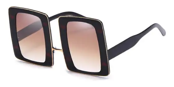 Черный негабаритные Квадратные Солнцезащитные очки Для женщин Винтажная, брендовая, дизайнерская покер солнцезащитные очки для мужчин Хэллоуин очки в стиле хиппи UV400 - Цвет линз: C4 black frame tea