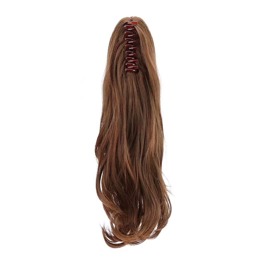 

18"Synthetic Ponytail Wigs Claw Clip On Hair Extensions Brown Blonde Curly Clip In Hair Extensions Wig Heat Resistant HairPieces