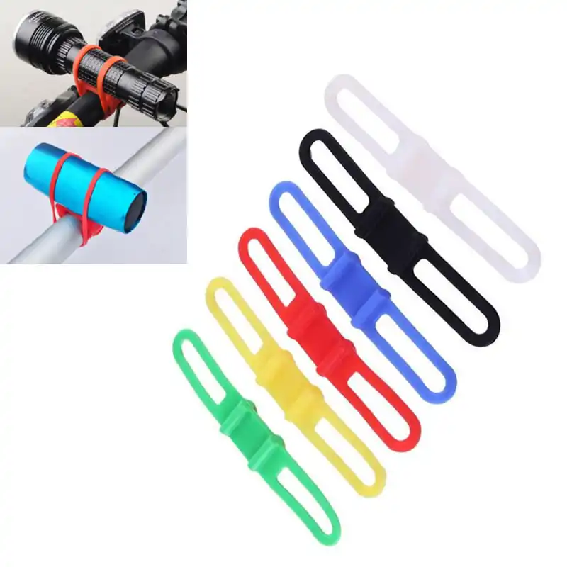 Handlebar Flashlight Light Holder Bike Fixing Elastic Bandages Silicone Strap
