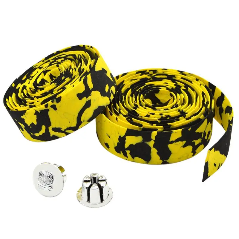 Best Colorful Cycling Handle Belt Bike Bicycle Cork Handlebar Tape Wrap +2 Bar Bicycle Parts Accessories