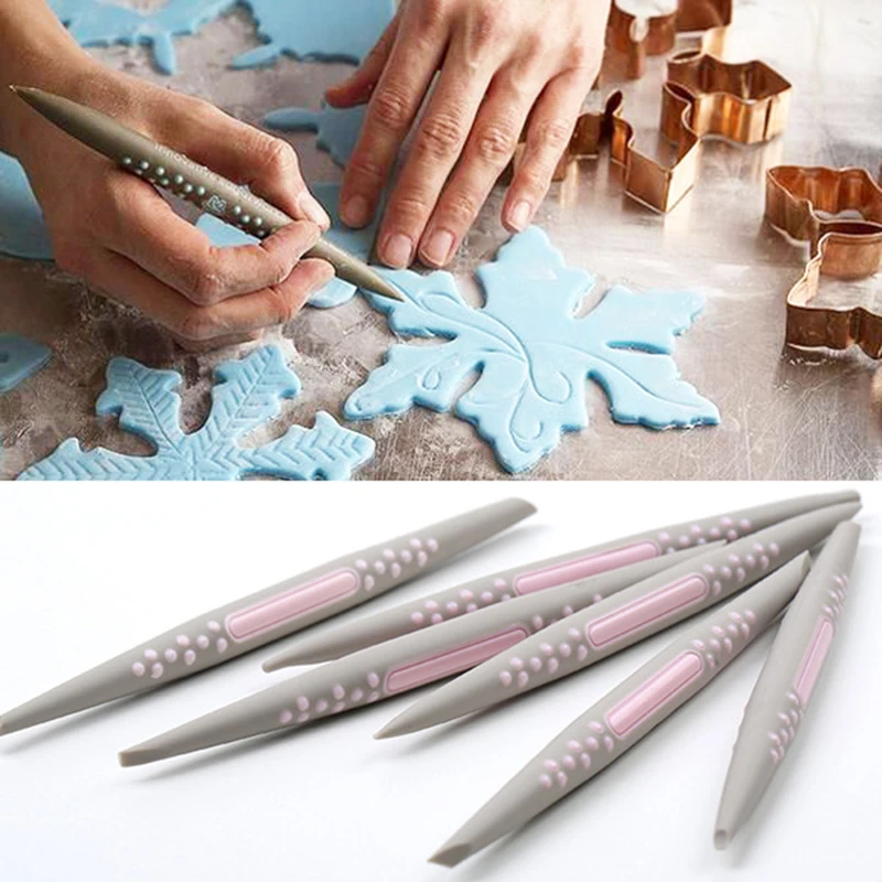 

6 Pcs/Set Food Grade Plastic Pastry Cake Fondant Maker Decorating Pen Modelling Tools Carving Cutter Cake Decorating Tools
