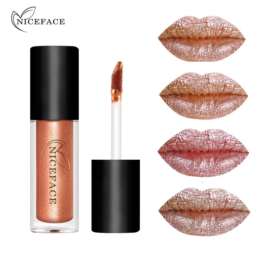Niceface heavy metallic lip gloss diamond gold silver lip tint