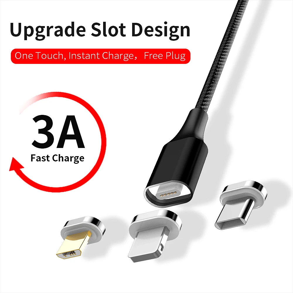 Магнитный кабель KingFriend Micro usb type C для iPhone Lighting Cable 1M 2M 3A провод для быстрого заряда Магнитный кабель type C для Xiaomi