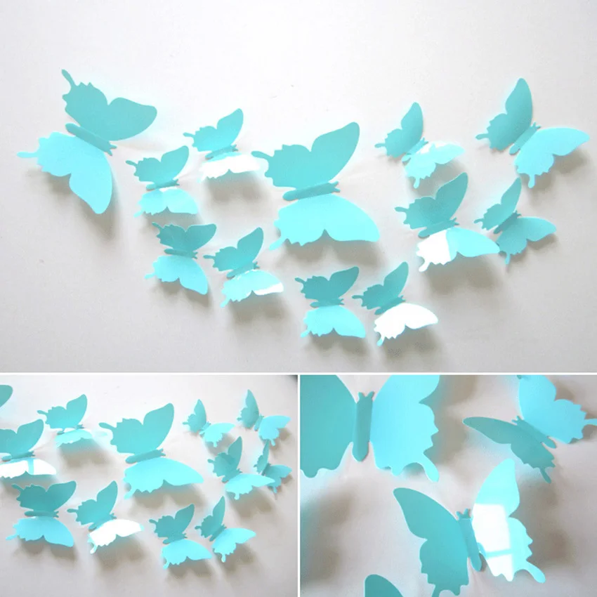 12 шт./компл. DIY ПВХ Бабочка 3D винтажные виниловые настенные наклейки для детских