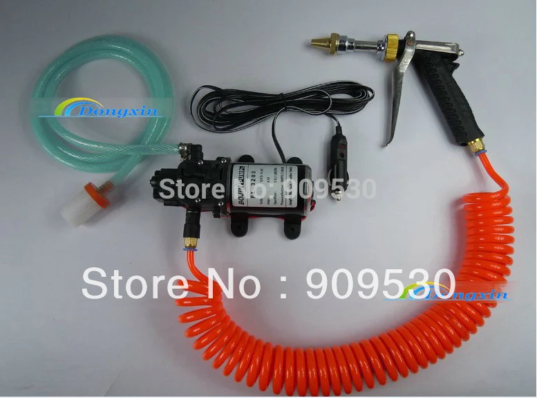 car wash equipment with sprayer pump 12V and pipe (FL-3203 5.0L/MIN 100PSI 7.0BAR Black color long life)--option 2