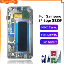 5,5 ''Супер AMOLED lcd для SAMSUNG Galaxy S7 Edge G935 G935F сенсорный экран дигитайзер дисплей с рамкой для S7 Edge