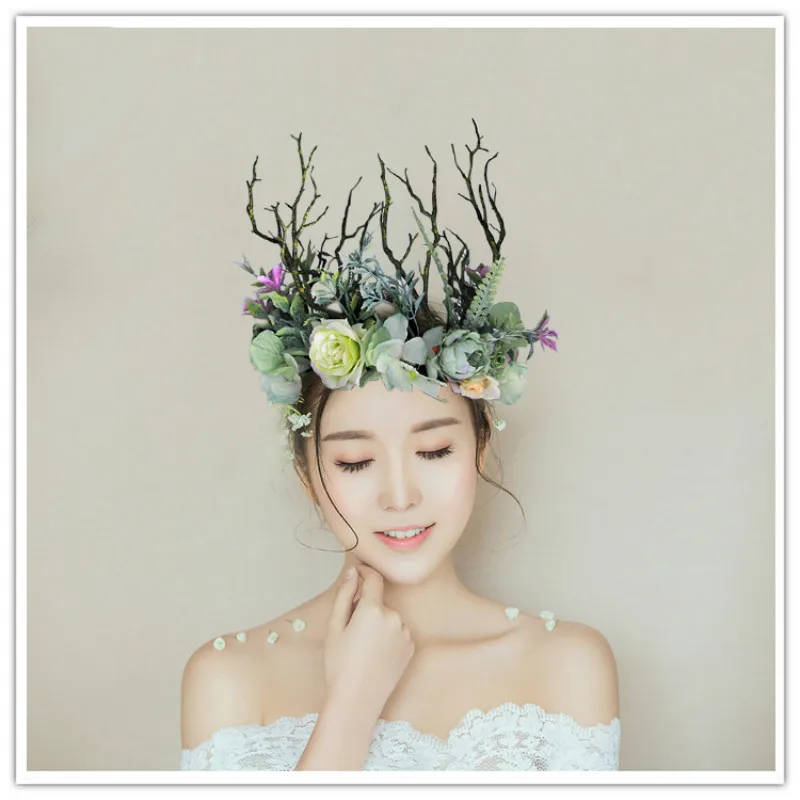 

Halloween exaggerated headdress bride hair accessories catwalk stage personality creative Christmas branch crown headwear