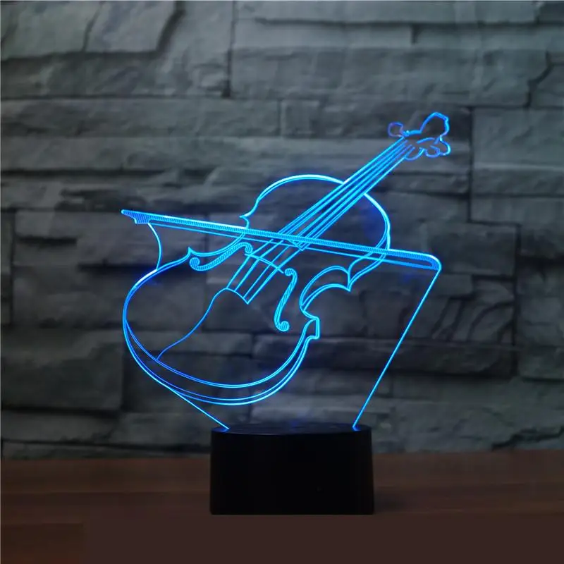 

New Violin 3d Lamp Colorful Touch Charging Led Visual Lamp Gift Led Night Light Novelty Luminaria Led 3d Light Fixtures