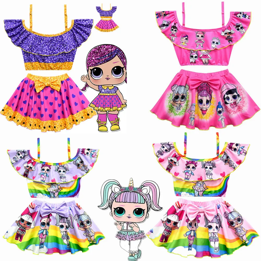 

Baby Girls Lol Dolls Casual sleeveless Swimsuit Cute Girls Dresses 2018 Party Bikini Beach Wear Bathing Suits for Girls Clothing