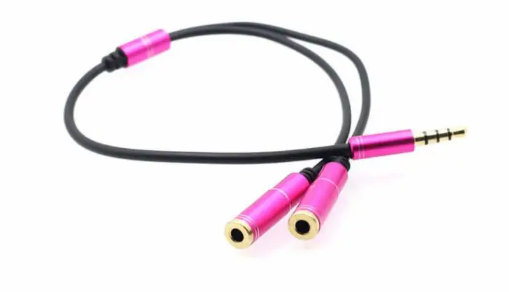 100pcs lots 3 5mm Jack Headphone Mic Audio Splitter Gold Plated Aux Extension Adapter Cable Cord for Computer PC Microphone