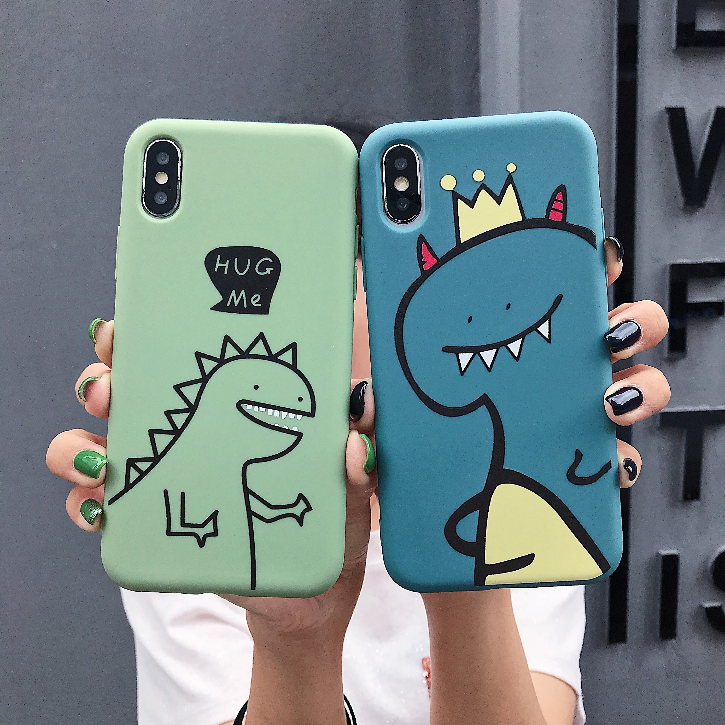 

Cartoon Funny Graffiti Dinosaur Phone Case For iPhone XS MAX XR X 8 7 Plus 6 6s Plus Thicken Silicone Soft TPU Case Cover Fundas