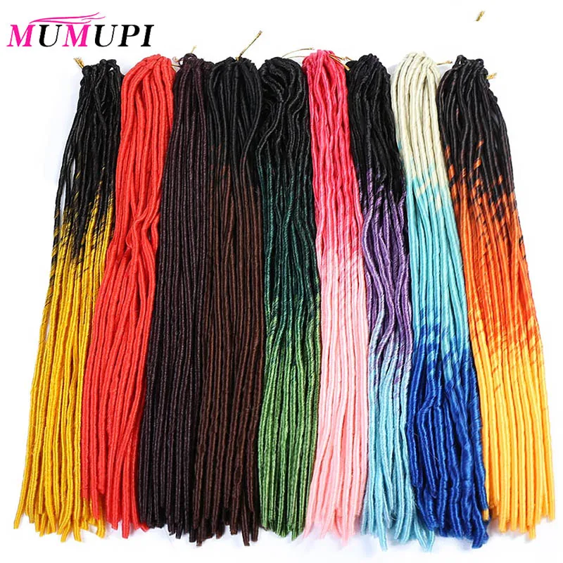 MUMUPI Faux Locs Ombre Senegalese Twist Hair Crochet Braids 22" 20 Strands/pack Synthetic Braiding Hair for Women Braiding Hair