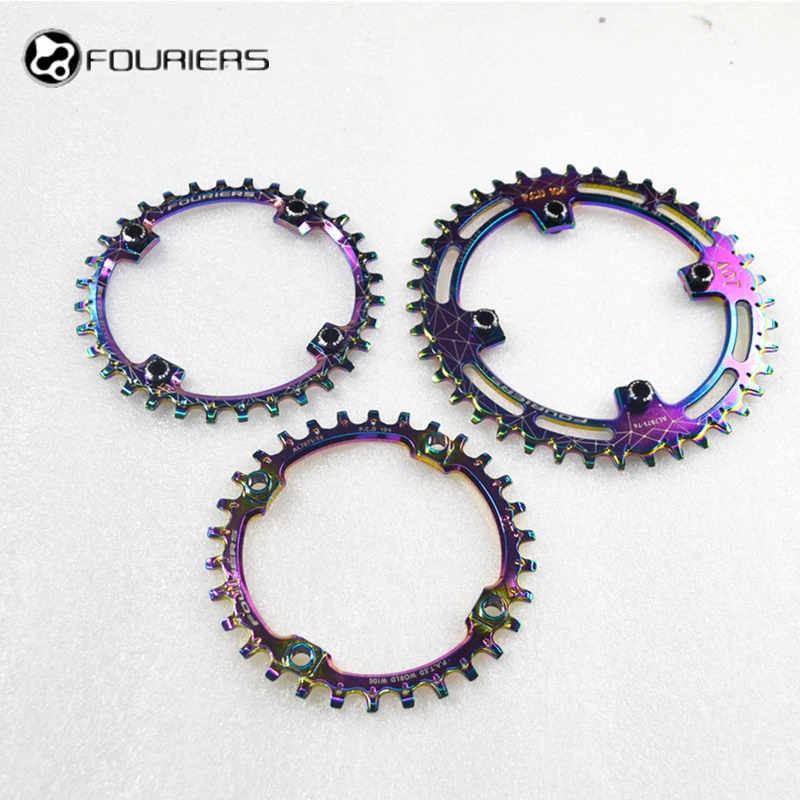 

Fouriers Bicycle Single Chain Ring Titanium plating color BCD 104mm 30T-40T Bike Chainrings Narrow-wide Teeth AL7075 Aluminum
