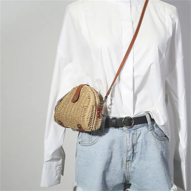 Новая женская мини-сумка-мессенджер, корейский стиль, Ulzzang, сумка на плечо, соломенная тканая, модная, Harajuku, основной цвет, сумка через плечо