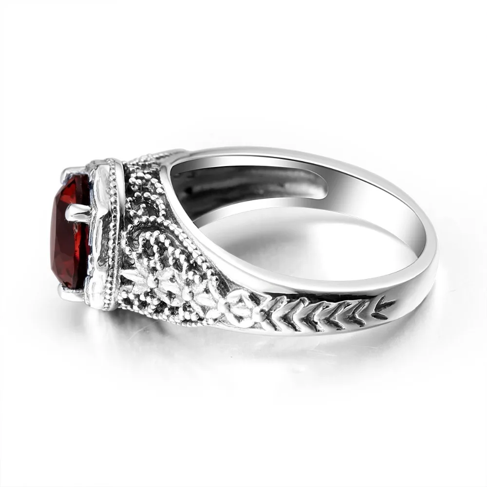 Женское кольцо из серебра 925 пробы с гранатом круглым камнем|fine jewelry|gemstone jewelry925