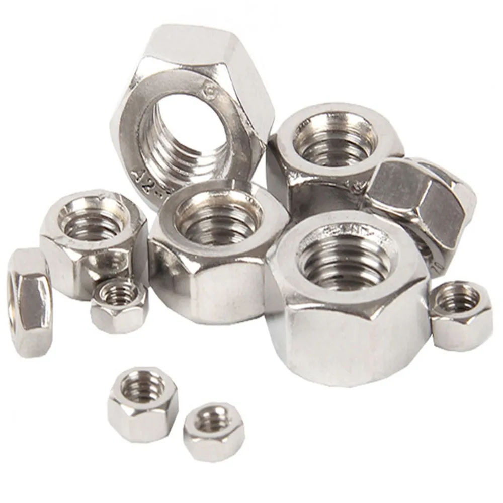 100PCS 304 stainless steel nut hex nut screw cap M1.6 M2 M2.5 M3 M4 M5