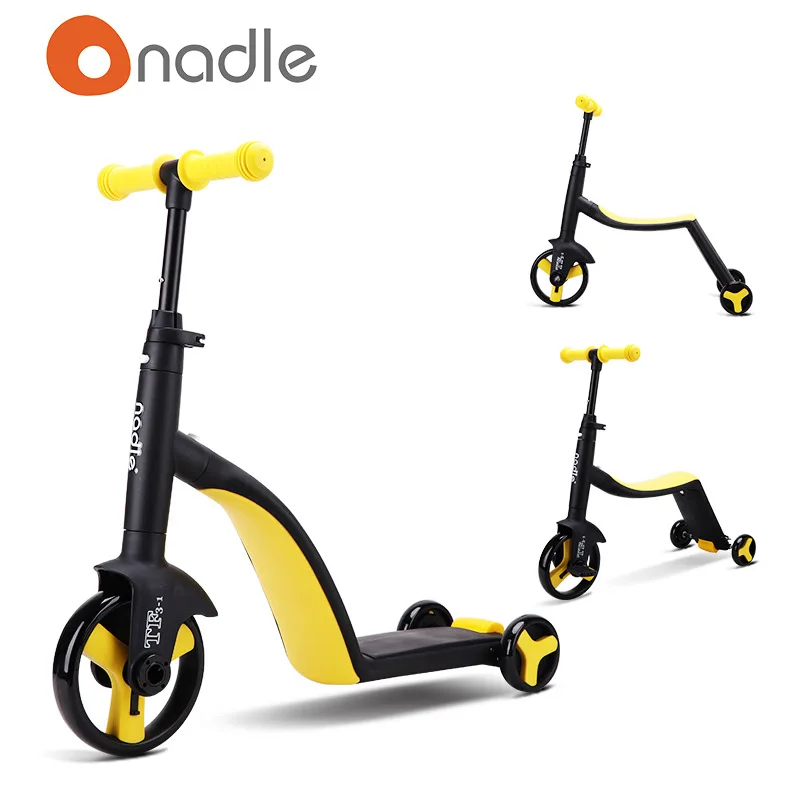 Детский скутер, коляска, детский трехколесный велосипед, 3 в 1, детский скутер, детский велосипед, nadle natto, детский автомобиль - Цвет: Yellow