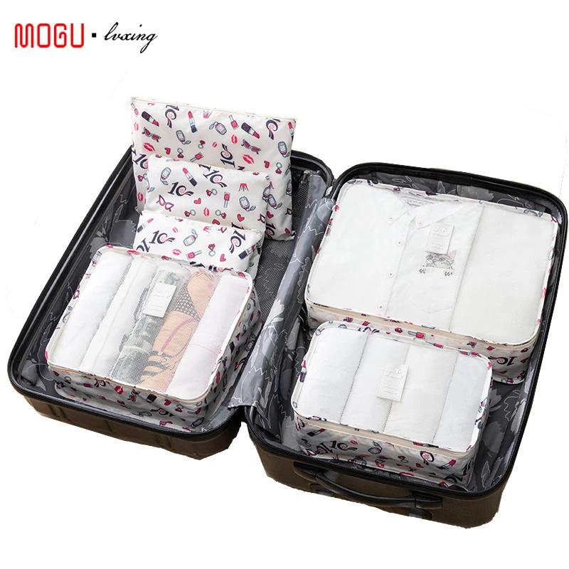 

6pcs/set Organizer Luggage Tote Travel Bags Packing Cubes Organizer Fashion Double Zipper Waterproof Nylon Bag Wholesale