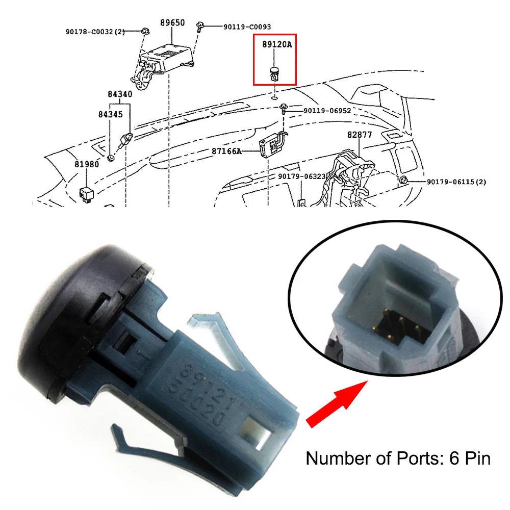 

JEAZEA 89121-50020 6 Pin Plastic Automatic Light Control Sensor Replacement For Toyota Camry Corola Lexus