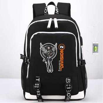 

Tom Clancy's The Division2 Men Backpack USB Charging Laptop Backpack Canvas Travel Bagpack Nylon School Bags Game Women Hand Bag