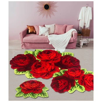 

Fluffy Plush Red Rose Wedding Rug Soft Shaggy Microfibers Non-Slip Rug Bath Mat Washable Absorbent Carpet for Livingroom/Bedroom