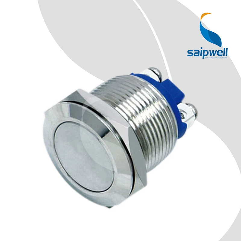 

19mm 3A/250V AC Resetable Type Waterproof Push Button Switch / Flat Shape Metal Enclosed Button Switchgears (SP19-A1)