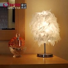 Перо настольные лампы перо свет Кнопка лампа креативный подарок спальня прикроватная лампа декоративная лампа ZL337