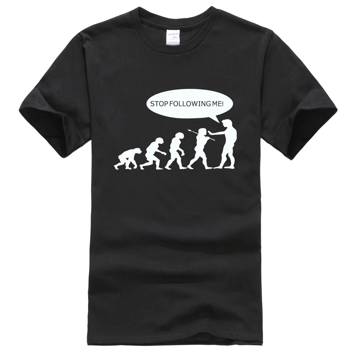 

2019 summer Evolution men's T-shirts Stop Following Me Caveman pattern streetwear T-shirt funny hip hop brand clothing t shirt