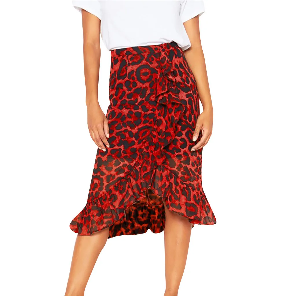 Женская юбка, летняя повседневная женская юбка с леопардовым принтом, винтажная длинная шифоновая Повседневная плиссированная юбка с высокой талией May15