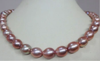

150401 J0001 natural12mm Australian south sea pink purple pearl necklace free shipping USPS to ISA RUSSIA