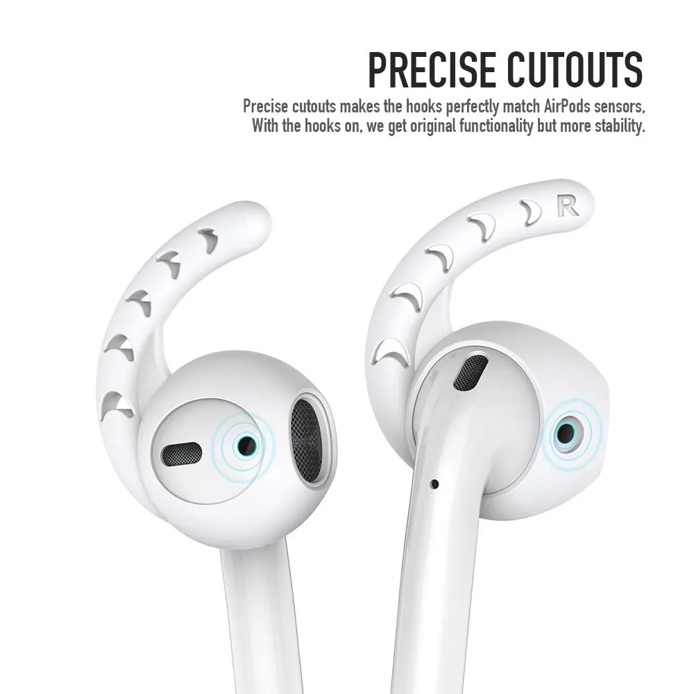 Duszake Replacement Soft Silicone Antislip Ear Cover Hook Earbuds Tips Earphone Silicone Case for AirPods Apple 3 Pairs