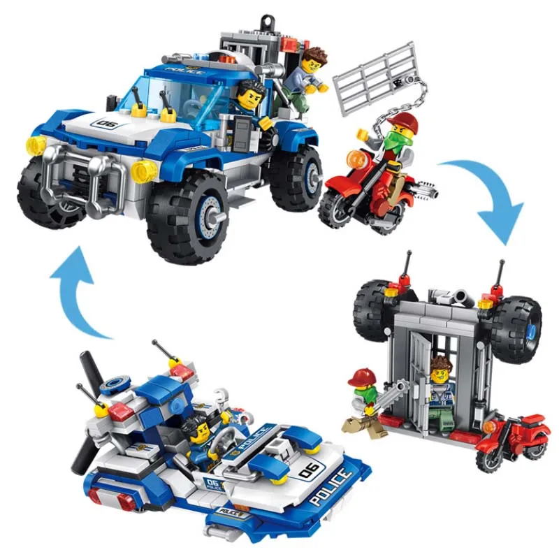 2 IN 1 Police Pickup Compatible With Legoing Technic Series The Raptor Model Building Blocks Set Toys For Children