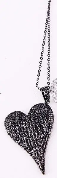 5 нитей, ZYZ300-4364, высокое качество, длинное сердце, подвеска, ожерелье, тонкая цепочка, ожерелье, микро проложенный CZ, симпатичное ожерелье с подвеской, ювелирное изделие - Окраска металла: Full Black Necklace