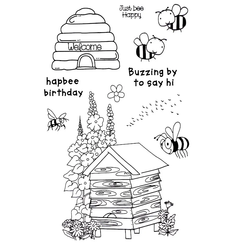 

HAPBEE BIRTHDAY JUST BEE HAPPY BUZZ Scrapbook DIY photo cards account rubber stamp clear stamp transparent Handmade card stamp