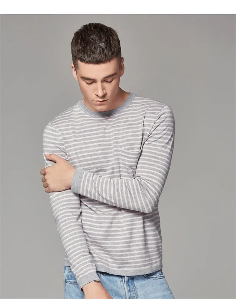 4Color Autumn Sweater Shirt Men Crew O Neck Male Sweater Pullovers Striped Pocket Pattern 2018 Spring Winter Knitwear Brand Muls-05