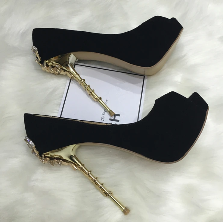 Black Suede Leather Women Sexy Peep Toe Pumps Crystal Scorpion Heel Ladies Fashion High Heels 14CM Party Stiletto High Platform Black Suede Leather Women Sexy Peep Toe Pumps Crystal Scorpion Heel Ladies Fashion High Heels 14CM Party Stiletto High Platform