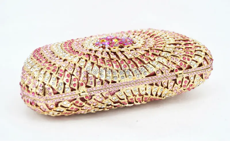 Розовый вечерний клатч для женщин, вечерние клатчи с кристаллами, жемчугом и бриллиантами SC248