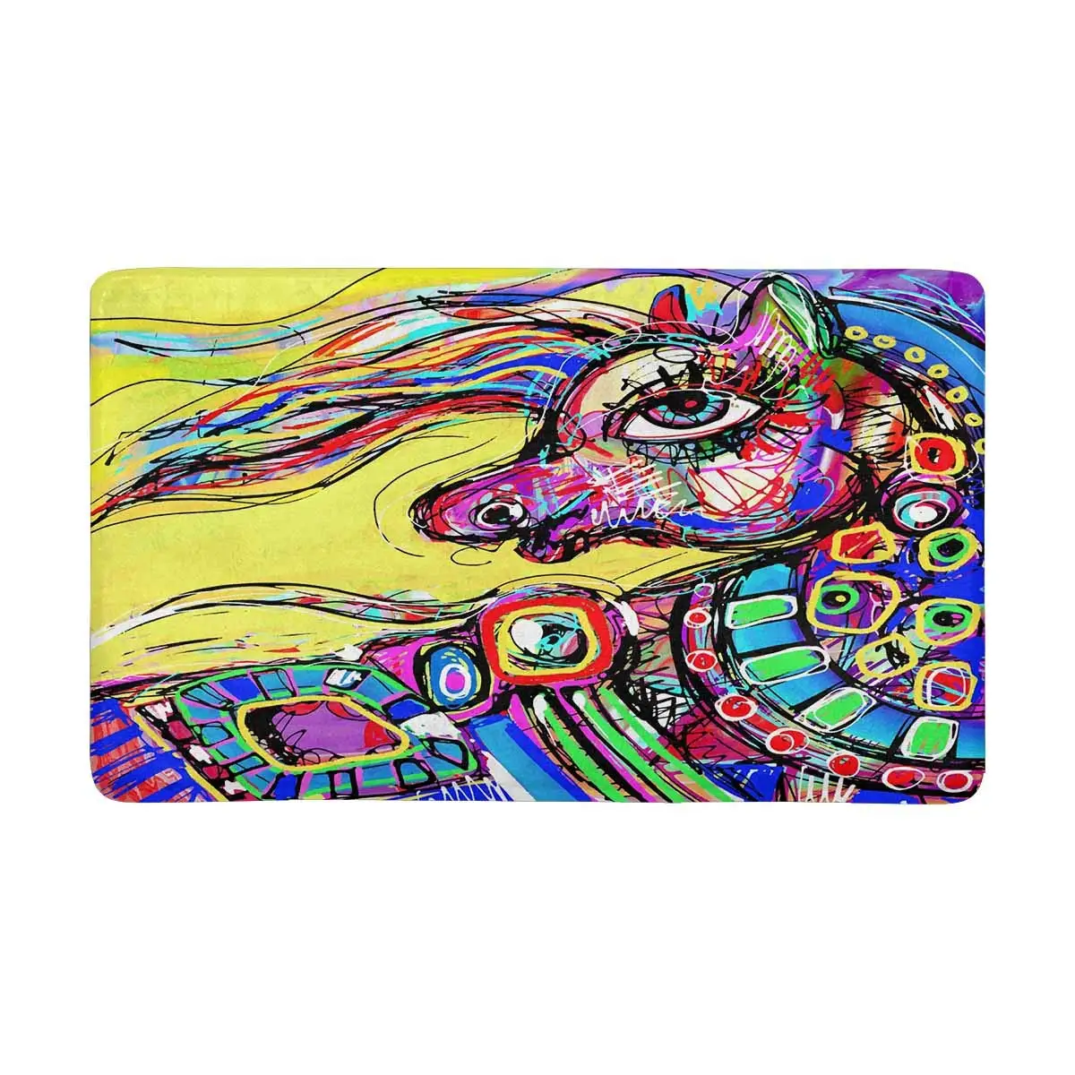 Colored Horse Indoor Doormat Latex Backing Non Slip Door Mat Entrance